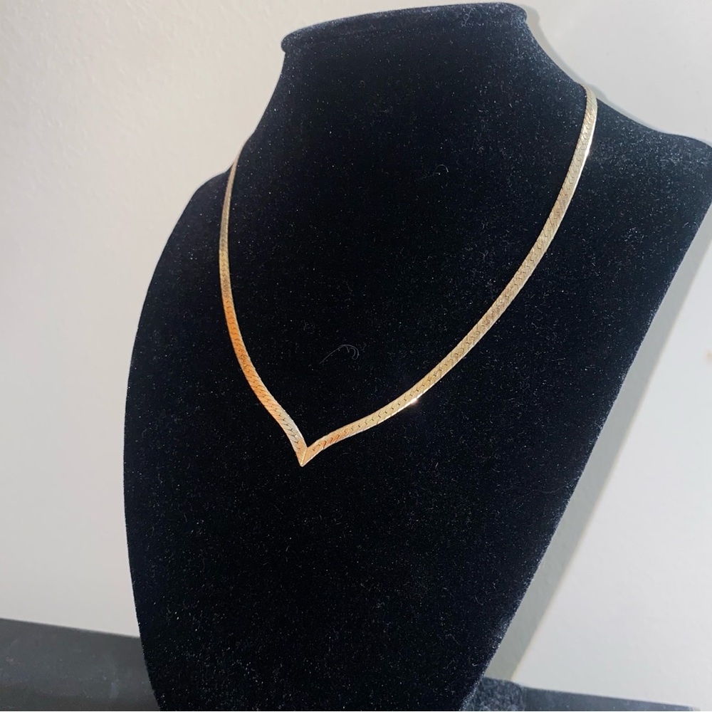 Vintage Gold Herringbone Point Necklace